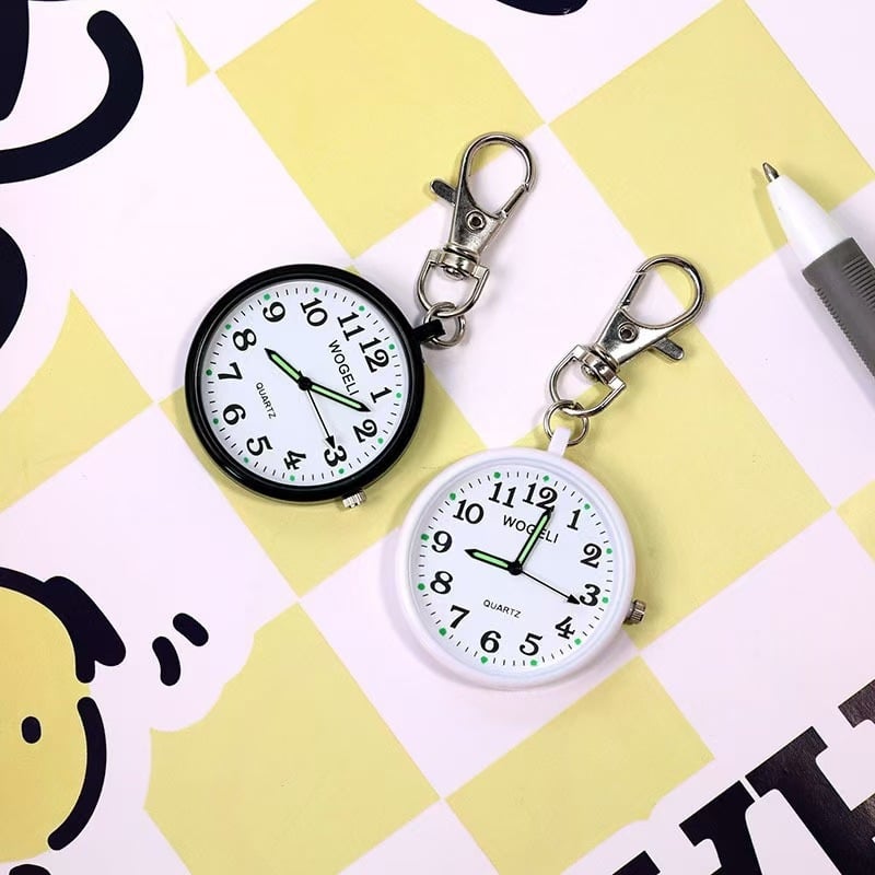 Ρολόι τσέπης για μαθητές, αθόρυστη κίνηση quartz, φορητό, unisex, αναλογικός καντράν με φωτεινές ενδείξεις, στρογγυλός καντράν