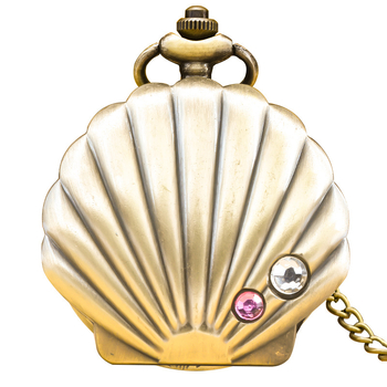 Ceas de buzunar antic cu capac din sidef și accente de diamant, mișcare cuarț SL68, carcasă din aliaj