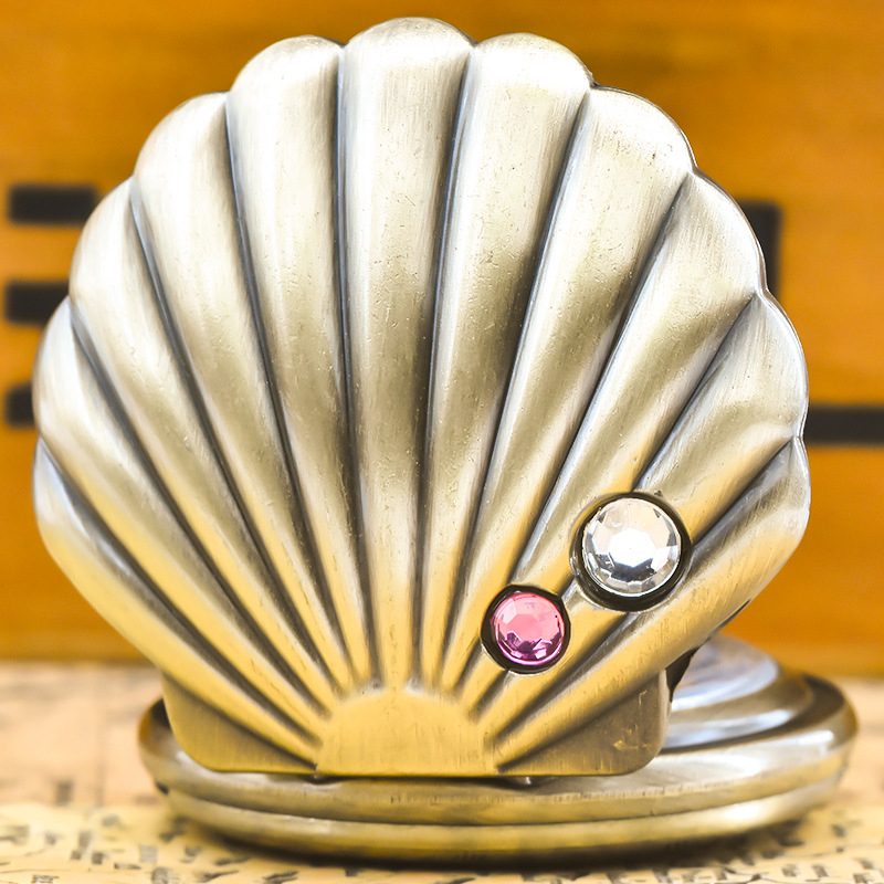 Ceas de buzunar antic cu capac din sidef și accente de diamant, mișcare cuarț SL68, carcasă din aliaj