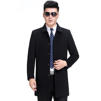 Vīriešu vilnas kašmīra mētelis vidēja garuma, vienrindu pogu slēgums, biznesa ikdienas stilā