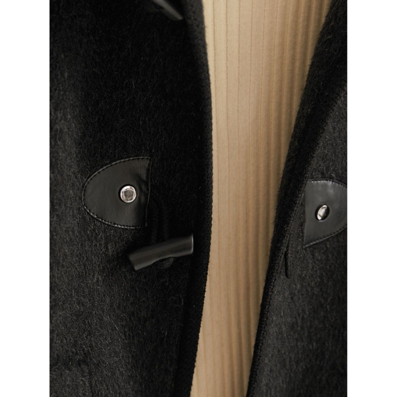 Sieviešu chenille kapucēta jaka ar brīvu piegriezumu, kažokādas apkakle, 3/4 garuma piedurknes, galvenais materiāls: elastāns, īss garums 40–50 cm, Ziemas 2025