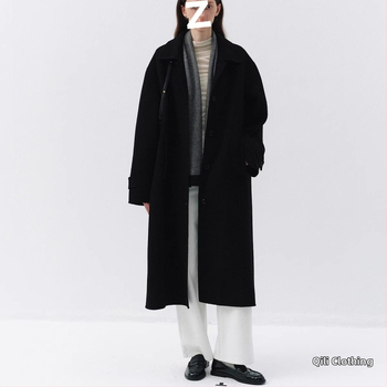 Sieviešu vilnas jaka ar kažokādas apkakli, vienkrāsaina, slēgšana ar vienu pogu, taisns siluets, japāņu-korejiešu brīvā stila