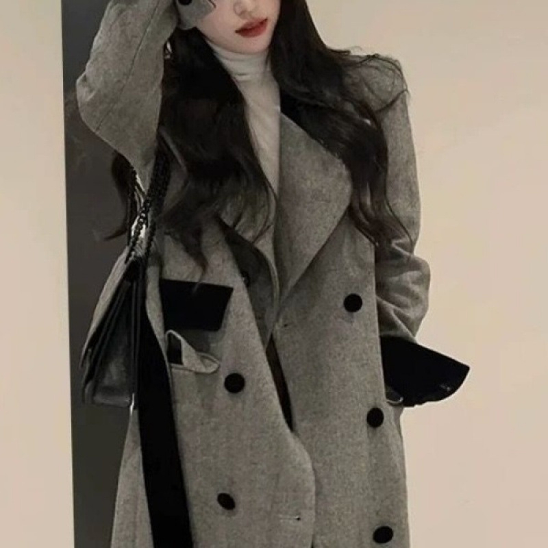 Chenille auduma mētelis, korejiešu-japāņu brīvā stila, īss garums (40–50 cm), 3/4 piedurknes