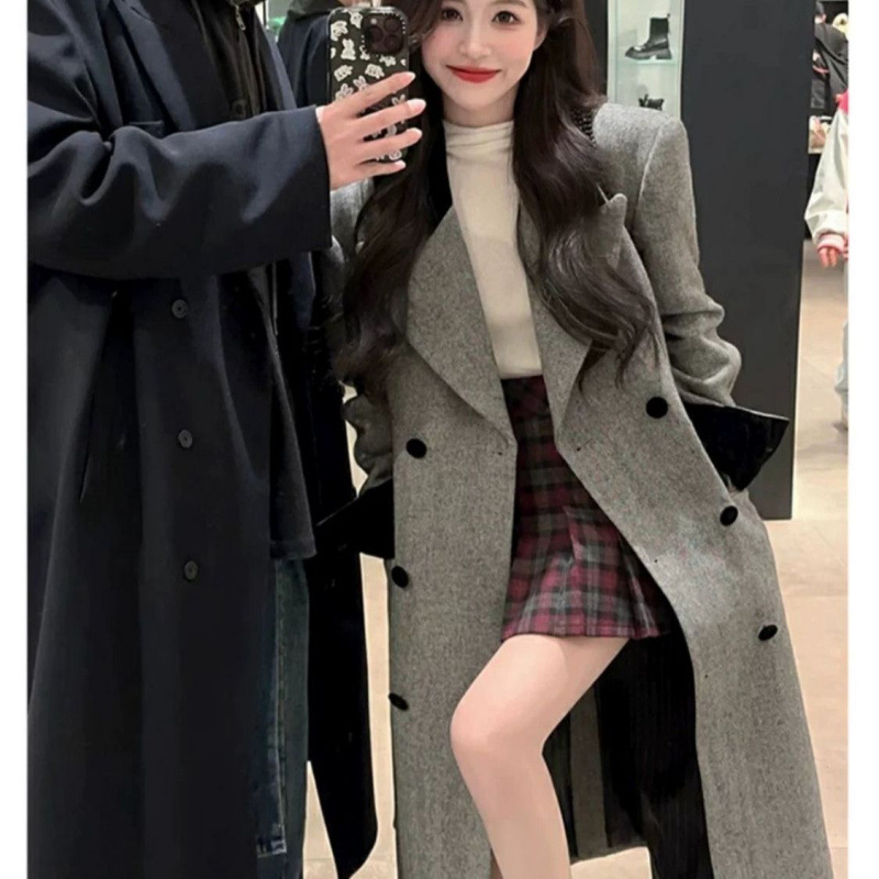 Chenille auduma mētelis, korejiešu-japāņu brīvā stila, īss garums (40–50 cm), 3/4 piedurknes