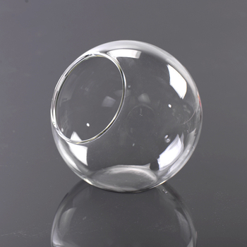 Сукулентен микро ландшафт в кръгла стъклена топка – плантер с наклонен отвор, стъкло от висок боросиликат