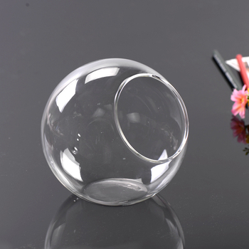 Сукулентен микро ландшафт в кръгла стъклена топка – плантер с наклонен отвор, стъкло от висок боросиликат