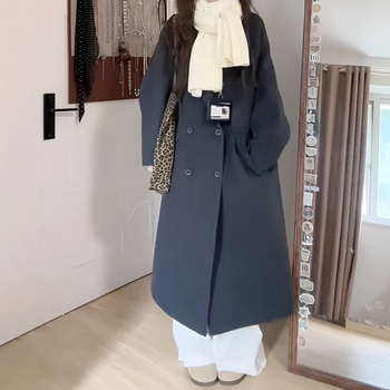 Chenille vienkrāsains mētelis, Ziemas 2025, dubultā aizdare, garas piedurknes