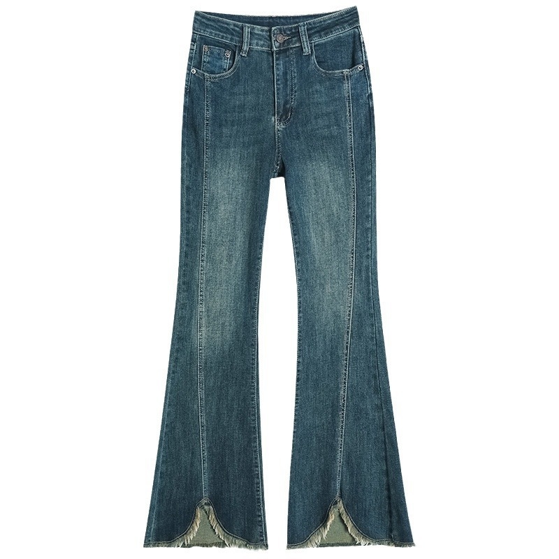 Sieviešu džinsi no denima - augsts viduklis, brīvs piegriezums ar viegli platāku kāju, brūšēts denims, 50–70% kokvilnas, Pavasaris 2025