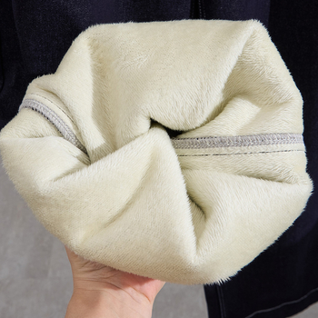 Kokvilnas džinsi ar flīsa oderi, taisns piegriezums, kauboju stils, ziema 2025, zīmols Fat Rhyme Beauty Show