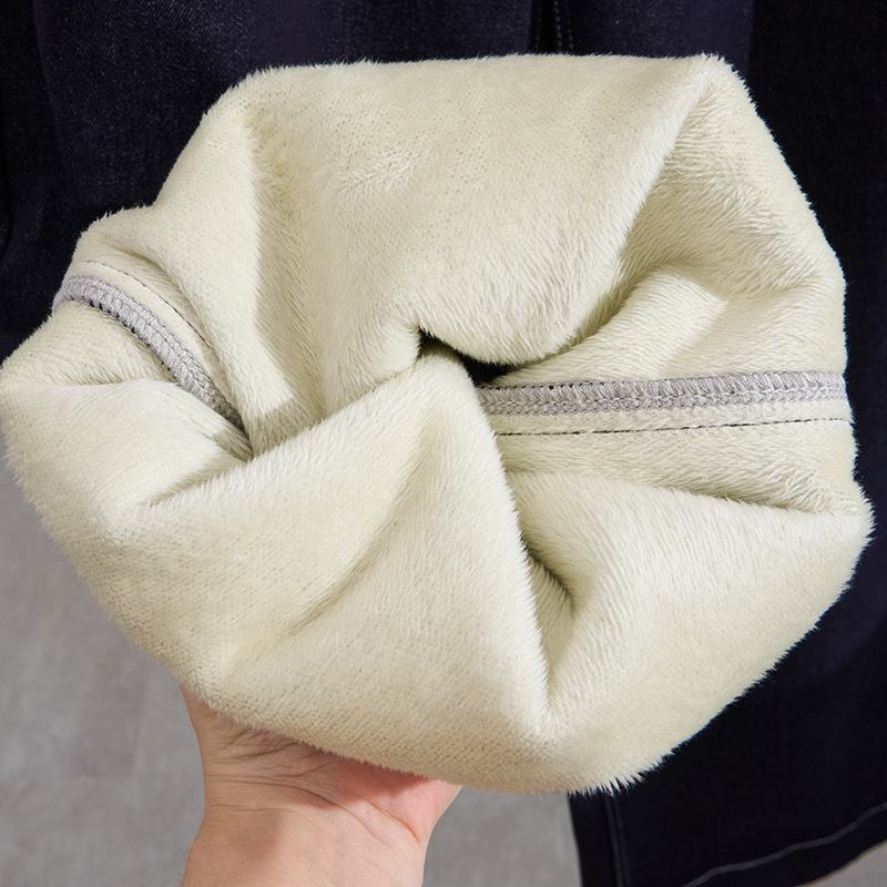 Kokvilnas džinsi ar flīsa oderi, taisns piegriezums, kauboju stils, ziema 2025, zīmols Fat Rhyme Beauty Show