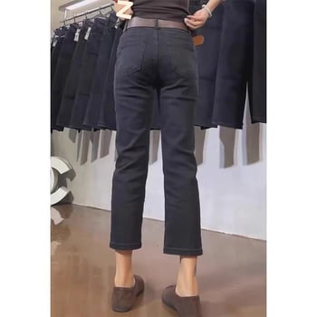 Ženske jeansice, visoki struk, ultra-tanki materijal, mikroelastični, duljina 9/10, ravni kroj cigaret stil