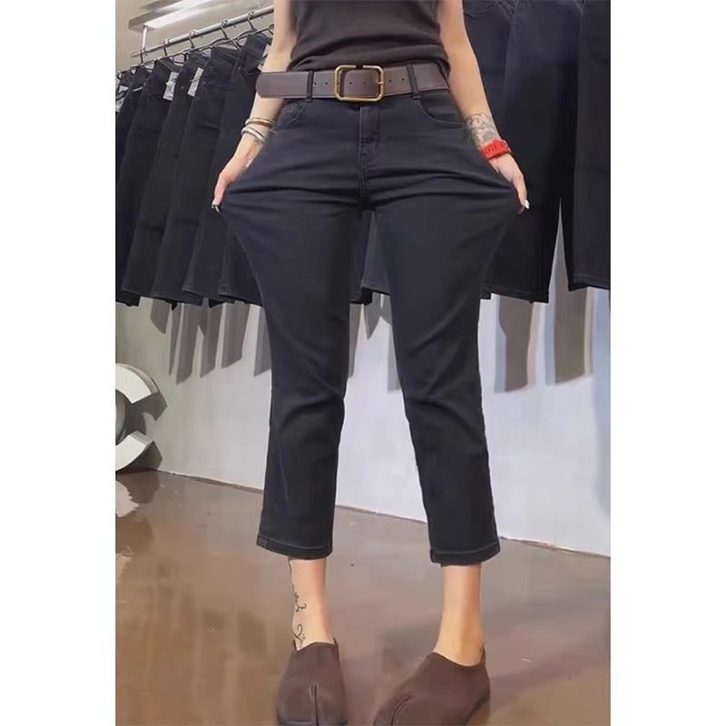 Ženske jeansice, visoki struk, ultra-tanki materijal, mikroelastični, duljina 9/10, ravni kroj cigaret stil