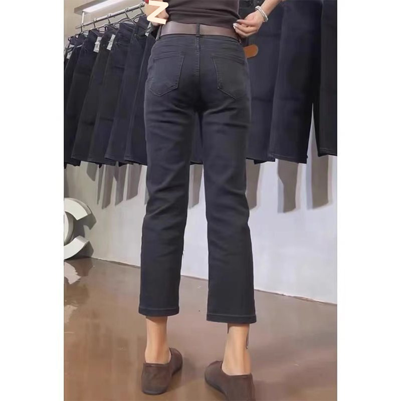 Ženske jeansice, visoki struk, ultra-tanki materijal, mikroelastični, duljina 9/10, ravni kroj cigaret stil