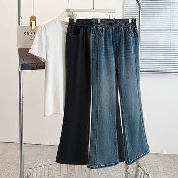Džinsu bikses ar spandeksu, augsta vidukļa, elastīgas, nedaudz platām kājām, pavasaris 2025