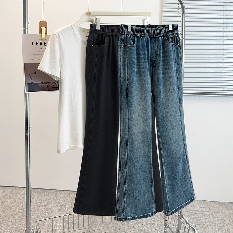 Džinsu bikses ar spandeksu, augsta vidukļa, elastīgas, nedaudz platām kājām, pavasaris 2025