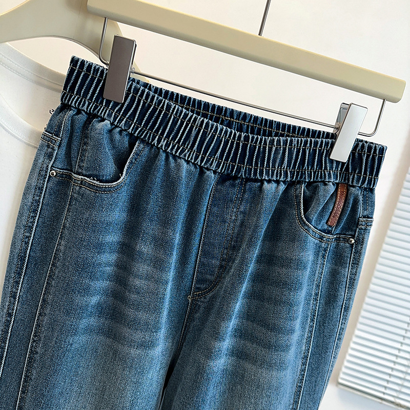 Džinsu bikses ar spandeksu, augsta vidukļa, elastīgas, nedaudz platām kājām, pavasaris 2025