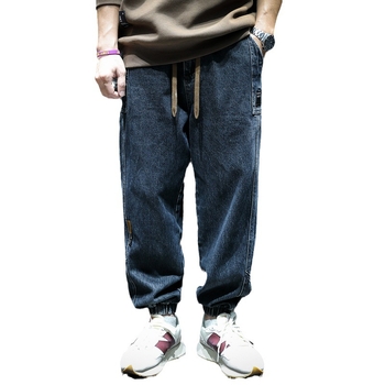 Ανδρικά τζιν από ντένιμ - ελεύθερη εφαρμογή, μέση μεσαία, κλείσιμο με κορδόνι, βαμβάκι 65%, φθινόπωρο