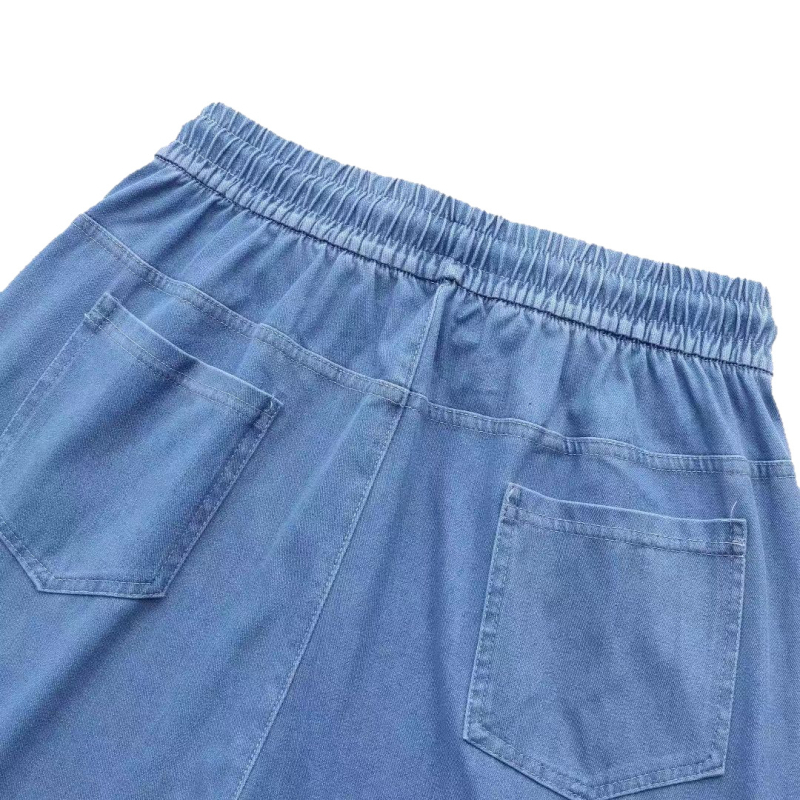 Ženske džins hlače od Tencela, ljetne lagane, visok pojas, široke nogavice, opuštena silueta, model 2026, plus size, petite