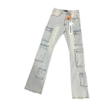 Ανδρικά τζίν σε ιαπωνικού στυλ εργασίας, ίσια γραμμή με ελαφρά φαρδύ τελείωμα, πολλαπλές τσέπες, 95% βαμβάκι, φερμουάρ