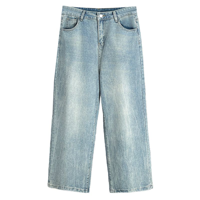 Sieviešu džinsi taisnā piegriezuma, poliesters 90–95%, silta flīsa odere, augsta josta, augsta elastība, ziemas kolekcija 2025, bez gludināšanas