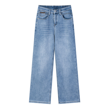 Džinsa taisnas bikses ar fleece odere ziemai 2025, augsta elastība, regulējams josta, bez gludināšanas