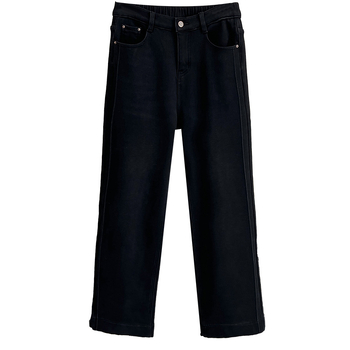 Sieviešu džinsi taisna griezuma ar flīsa odere ziemai, augsta josta, bieza auduma