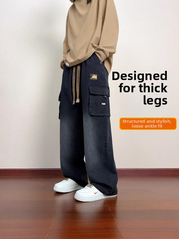 Ανδρικά παντελόνια cargo με ίσια γραμμή, πολλαπλές τσέπες, βαμβακομίγμα, μεσαία μέση, Άνοιξη–Φθινόπωρο