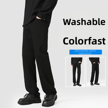 Ανδρικά τζιν από ντένιμ: μεσαία μέση, ελαστικό, ίσια γραμμή, φερμουάρ, καθημερινή χρήση