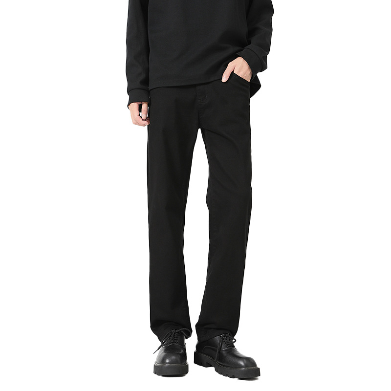 Ανδρικά τζιν από ντένιμ: μεσαία μέση, ελαστικό, ίσια γραμμή, φερμουάρ, καθημερινή χρήση