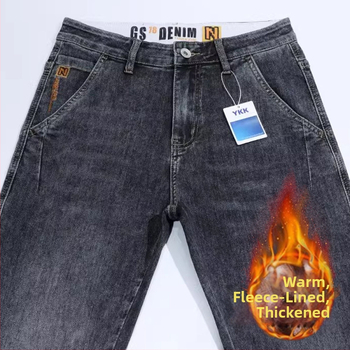 Τζιν από βαμβακερό ντένιμ, ίσια γραμμή, μεσαία μέση, φερμουάρ, μήκος εννιά σημείων, καθημερινή άνοιξη