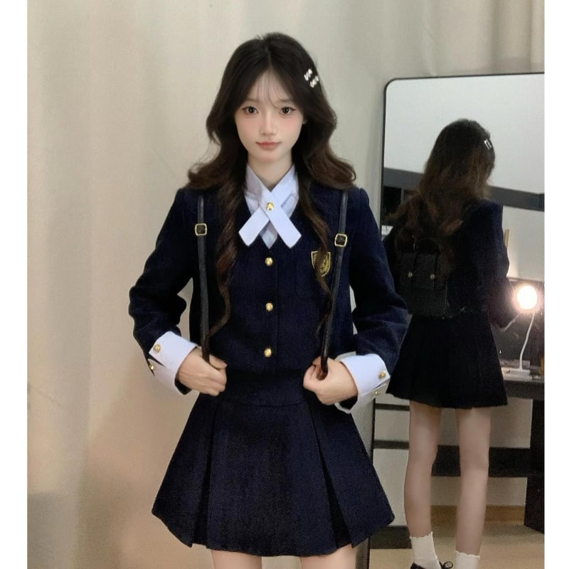 Set damă: rochie imprimată și top pentru toamnă–iarna, top în stil cămașă, mâneci lungi, fără guler, material poliester, stil elegant pentru muncă, toamna 2025