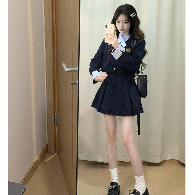 Set damă: rochie imprimată și top pentru toamnă–iarna, top în stil cămașă, mâneci lungi, fără guler, material poliester, stil elegant pentru muncă, toamna 2025