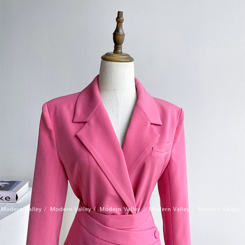 Costum fustă din două piese – Model solid, cusături prin colaj, poliester, mâneci lungi