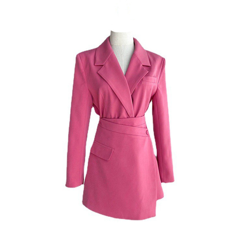 Costum fustă din două piese – Model solid, cusături prin colaj, poliester, mâneci lungi