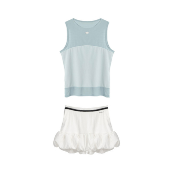 Set din două piese: top fără mâneci și fustă scurtă, țesătură din bumbac-poliester, vară 2025