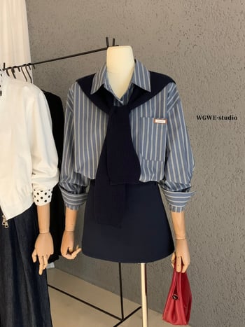 Costum feminin din trei piese: fustă, cămașă și eșarfă – toamnă 2025, WGWE