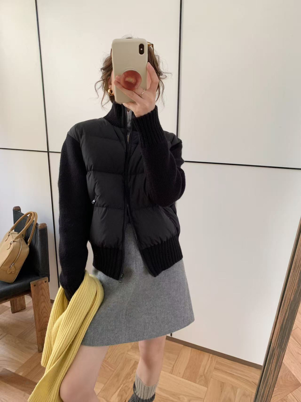 Női koreai stílusú pehelydzseki fehér kacsapuhával, 86–90% töltet, nylon anyag, karcsúsított szabás, rövid fazon