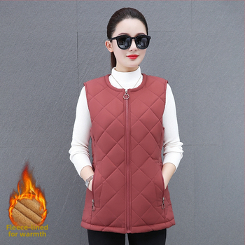 Γυναικείο γιλέκο με επένδυση φλίς, στρογγυλός λαιμός, εξωτερικό ύφασμα πολυεστέρα, 95%+ περιεκτικότητα σε πολυεστέρα, άνοιξη 2025