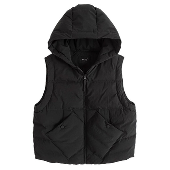 Γυναικείο πουπουλένιο γιλέκο με κουκούλα, μεγάλες τσέπες, βαμβακερό εξωτερικό, στενή γραμμή