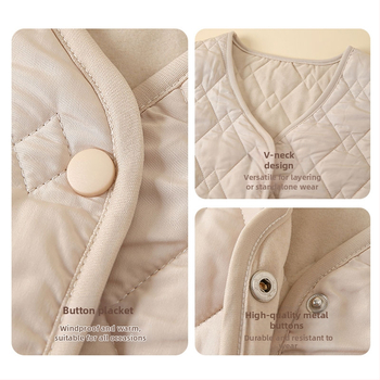 Γυναικείο γιλέκο σε στυλ καρντιγκάν από πολυεστέρα, γέμισμα πολυεστερικο-βαμβακερό, φερμουάρ, λαιμός σε σχήμα U