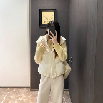 Geacă damă cu glugă din puf de gâscă, conținut puf 86–90%, grosime medie, lungime medie 65–80 cm, umplere cu puf 51–100 g