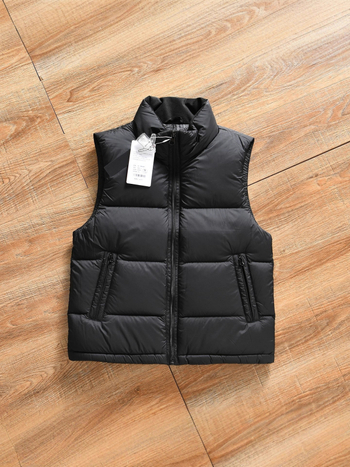 Мъжки пухен жилет с висока яка, пух 86–90%, пълнеж 98–123 g, цип, без качулка, зимен модел 2025, свободна кройка