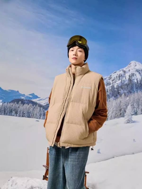 Bijela vesta od kačjeg perja za jesen i zimu, topla i debela, unisex, velika veličina, vanjska odjeća, stojeći ovratnik, bez rukava