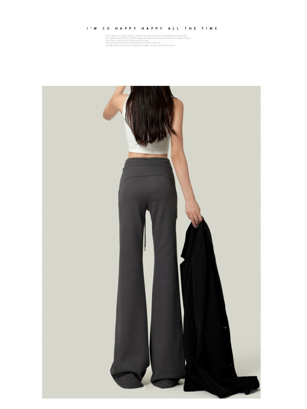 Ženske hlače od pamuka-elastana, mikro- flare kroj, visokim strukom, dugačke do poda, casual stil, proljeće 2025