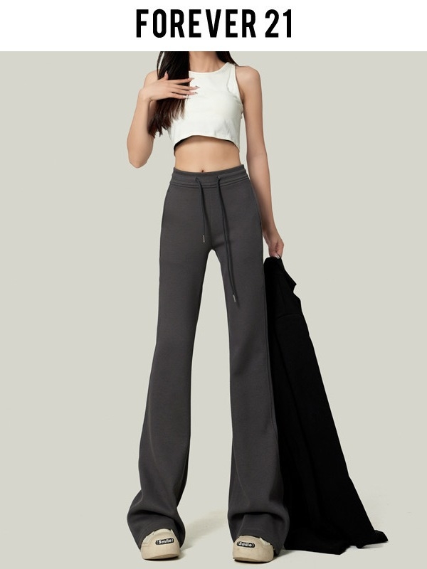 Ženske hlače od pamuka-elastana, mikro- flare kroj, visokim strukom, dugačke do poda, casual stil, proljeće 2025