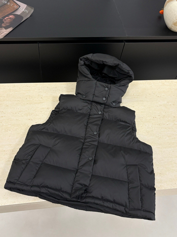 Γυναικείο γιλέκο με κουκούλα από πάπια пух, κοντό μήκος, φερμουάρ, πολυεστέρας, χαλαρή γραμμή, χειμερινή σεζόν 2025