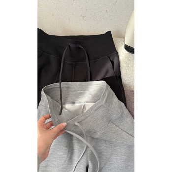 Casual ravne hlače od modalnog materijala, visoki struk, šnira za podešavanje, mikroodskok elastnosti