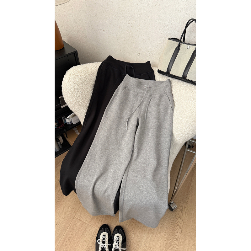 Casual ravne hlače od modalnog materijala, visoki struk, šnira za podešavanje, mikroodskok elastnosti