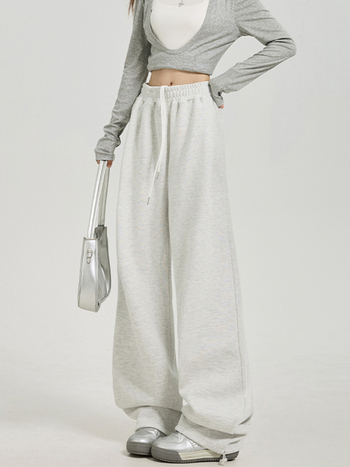 Naiste laiad sportpüksid puuvillasegusest, paks fliisi sise, elastne vöö, igapäevane jaapani-korea stiil (Talv 2025)