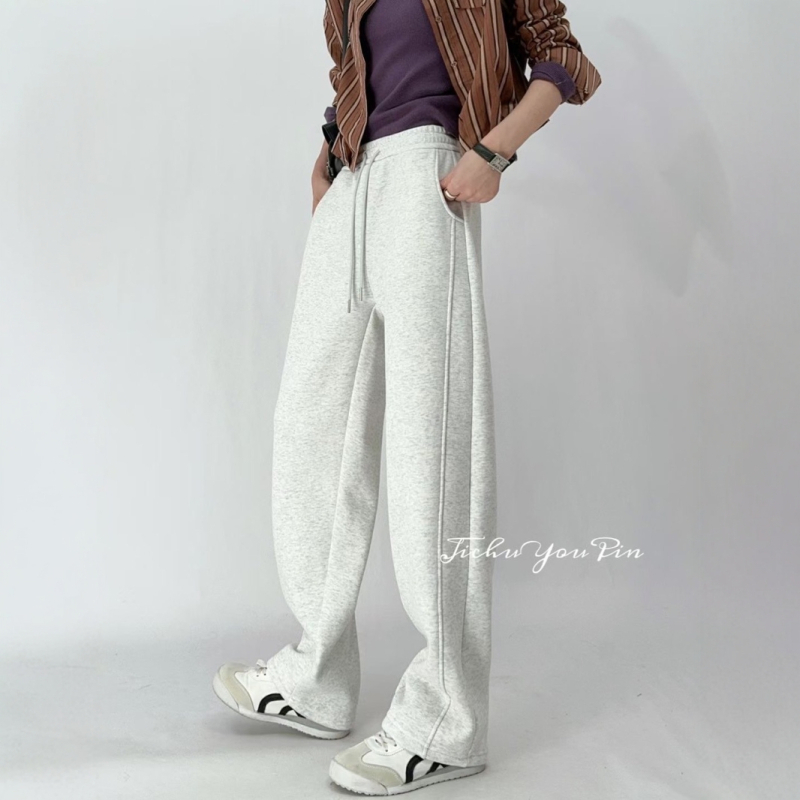 Ženske Banana pants hlače od pamuka i poliestera, unutarnji fleece podstava, visokim strukom, širokog kroja, debele za zimu